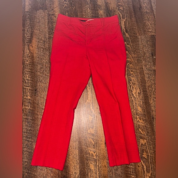 Anthropologie The Essential Slim Red Jacquard Size 8 - Picture 2 of 5